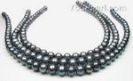7.5-8.5mm black off round freshwater pearl strands wholesale