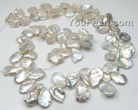 Rose Petal From 11x8x4mm to 22x8x3mm Creamy White Keishi FW Pearl Strand 109945D