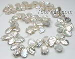 White Keshi petal pearl strands wholesale, 10-12mm