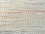3.5-4mm white rice shape fresh water pearl strands wholesale, AA