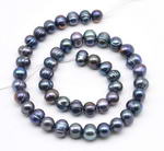 8-9mm large hole pearl, black fresh water baroque pearl strand on sale