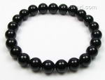 Black onyx gem stone elastic bracelet online direct sale, 8mm round
