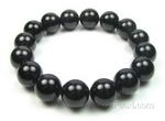 Black onyx gem stone elastic bracelet factory direct sale, 12mm round