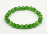 Green cats eye stone bead stretch bracelet, 8mm round