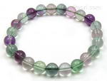 Stretchy rainbow fluorite gem stone bracelet for sale, 8mm round