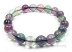 Rainbow fluorite stretchy gem stone bracelet wholesale, 10mm round