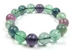 Rainbow fluorite gemstone stretchy bracelet on sale, 12mm round