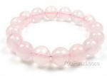 Rose quartz stretchy gem bracelet factory direct sale, 12mm round