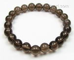 Natural gem stone elastic smoky quartz bracelet whole sale, 8mm round