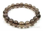 Smoky quartz gem stone elastic bracelet buy bulk, 10mm round
