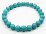 Elastic turquoise gemstone bracelet discounted sale, 8mm round
