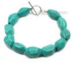 Nugget turquoise gemstone bracelet discount sale, 925 silver clasp