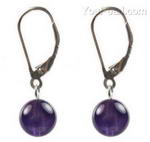 Amethyst quartz gemstone beaded earrings whole sale, 8mm round