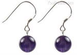 Amethyst quartz gemstone beaded earrings whole sale, 8mm round
