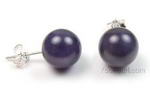 Amethyst quartz gem stone stud earrings online buy,10mm round