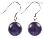 Amethyst quartz gemstone earrings online buy, 12mm round