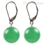 Aventurine gem stone leverback earrings on sale, 12mm round