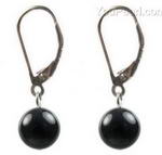 Black onyx gem leverback earrings discounted sale, 8mm round