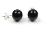Black onyx gem stone stud earrings online buy, 8mm round