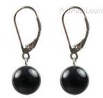 Black onyx gemstone leverback earrings wholesale, 10mm round