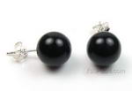 Black onyx gemstone stud earrings on sale, 10mm round