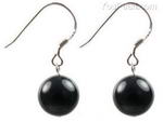 Black onyx gemstone earrings wholesale, 10mm round