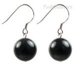 Black onyx gem stone drop earrings on sale, 12mm round