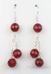 Carnelian gemstone earrings for sale online, 8mm round faceted