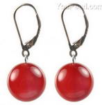 Carnelian gemstone drop earrings on sale, 12mm round