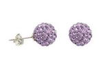 Crystal ball amethyst color silver stud earrings on sale, 8mm round