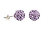 Amethyst color crystal ball silver stud earrings wholesale, 10mm round