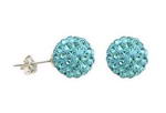 Sterling aquamarine color crystal ball earrings on sale, 10mm round