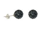 Sterling silver black crystal ball earring studs on sale, 8mm round