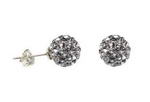Gray crystal ball sterling earring studs discounted sale, 8mm round