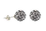 Sterling gray crystal ball earring studs discounted sale, 10mm round