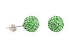 Crystal ball peridot color silver stud earrings on sale, 8mm round