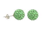 Peridot color crystal ball silver stud earrings whole sale, 10mm round