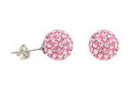 Sterling silver pink crystal ball earring studs direct buy, 8mm round