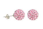 Sterling pink crystal ball earring studs direct buy, 10mm round