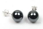 Hematite gemstone stud earrings buy direct, 10mm round