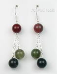 Multi-color Indian agate gemstone tin cup earrings on sale, 8mm