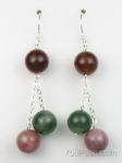 Indian agate multicolor gemstone tin cup earrings wholesale, 10mm