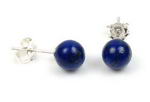 Lapis lazuli gem stone stud earrings for sale, 6mm round