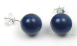 Lapis lazuli gemstone stud earrings on sale, 10mm round
