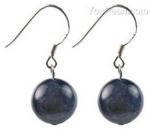 Lapis lazuli gem earrings whole sale, 12mm round