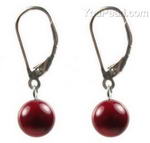 Red coral gemstone leverback earrings factory direct, 8mm round