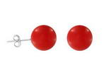 Red coral gemstone earring studs on sale, 10mm round