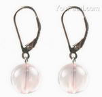 Rose quartz gemstone leverback beaded earrings for sale, 10mm round