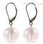 Rose quartz gem stone leverback earrings discount sale, 12mm round