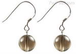 Smoky quartz gemstone drop earrings buy bulk, 8mm round